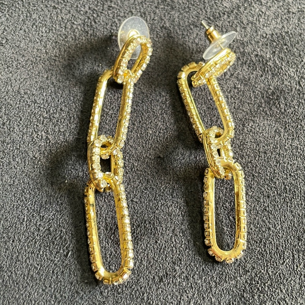 Crystal oblong link earrings